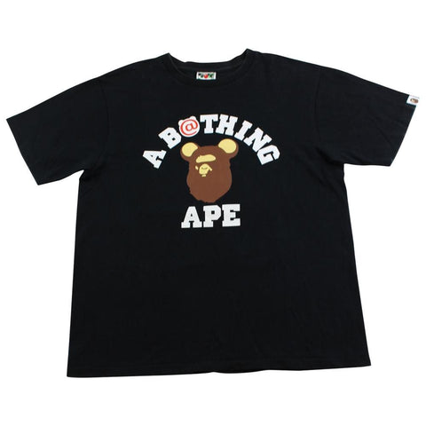 bape x bearbrick college logo tee black