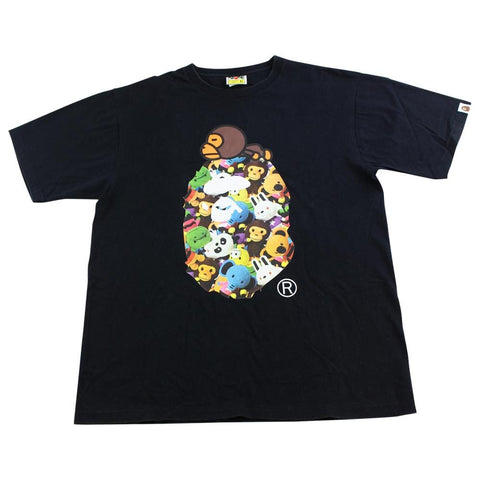 bape milo animal characters big ape logo tee black