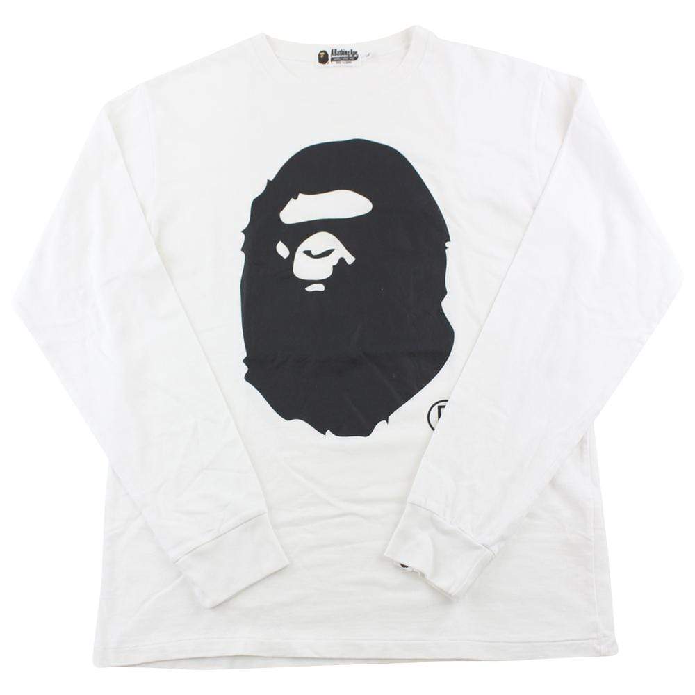 Bape Black Big Ape Logo ls White - SaruGeneral