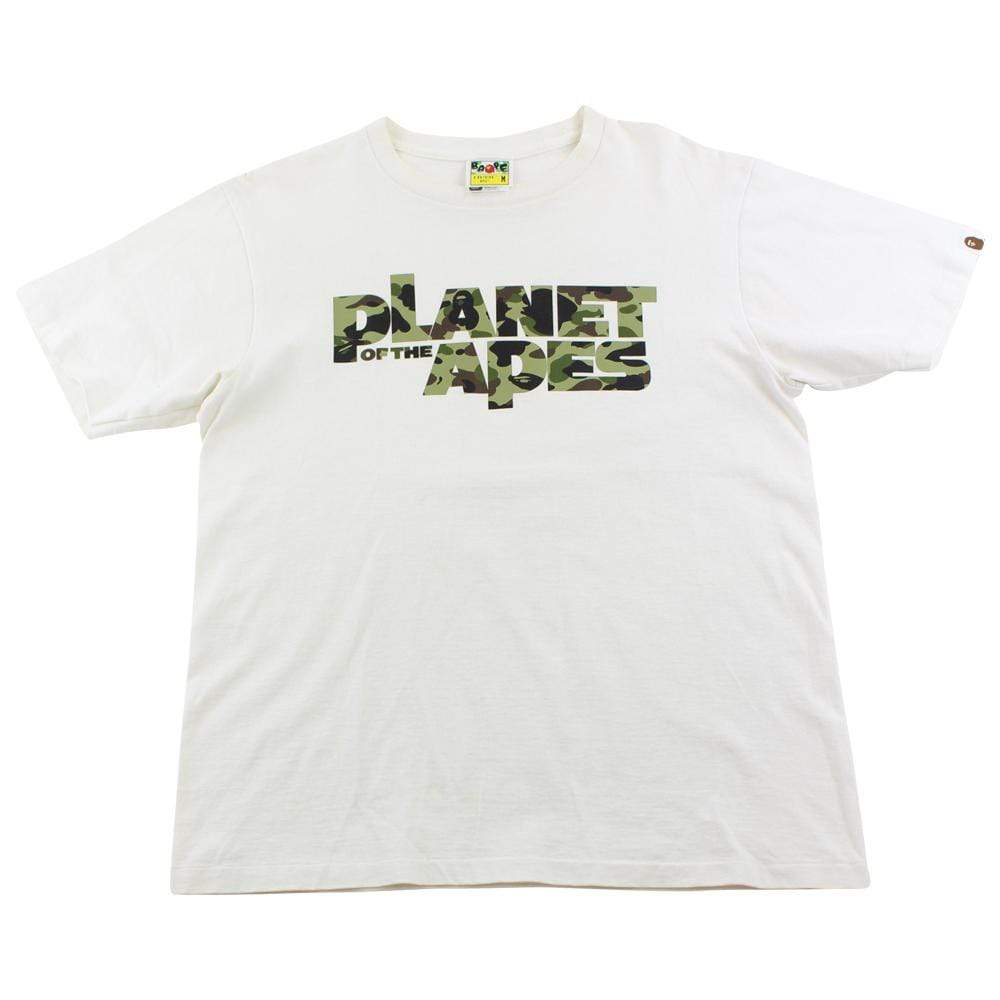 Bape x Planet of the Apes ABC Green Camo Logo Tee White - SaruGeneral