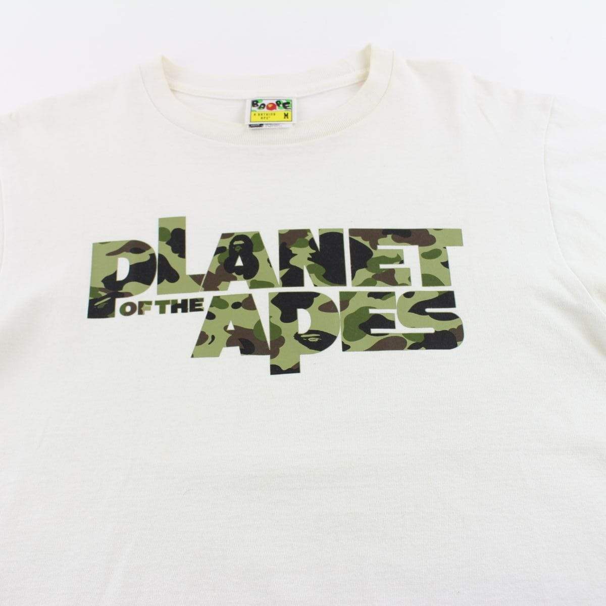 Bape x Planet of the Apes ABC Green Camo Logo Tee White - SaruGeneral