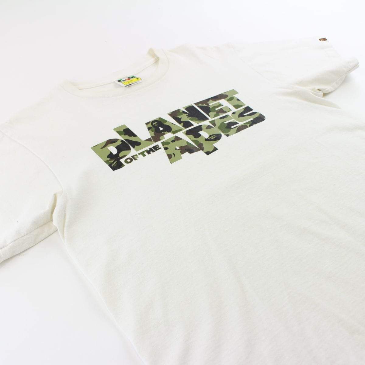 Bape x Planet of the Apes ABC Green Camo Logo Tee White - SaruGeneral