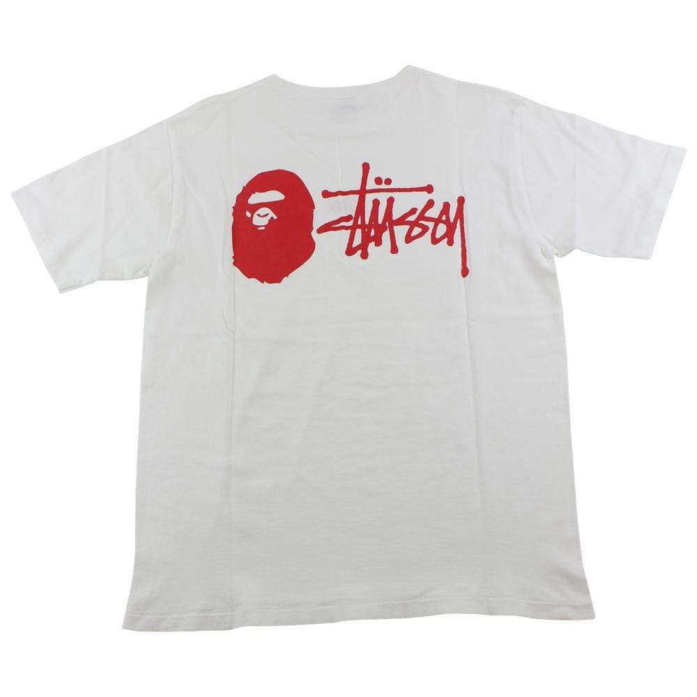 Bape x Stussy Ill Colaboration Tee White - SaruGeneral