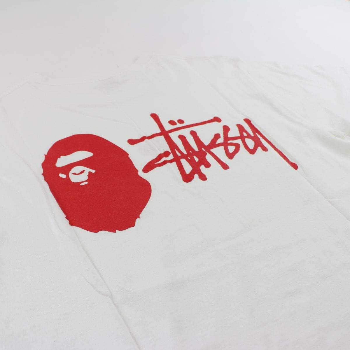 Bape x Stussy Ill Colaboration Tee White - SaruGeneral