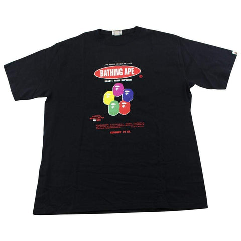 Bape x Stash Multi Colour Heads Logo Tee Black