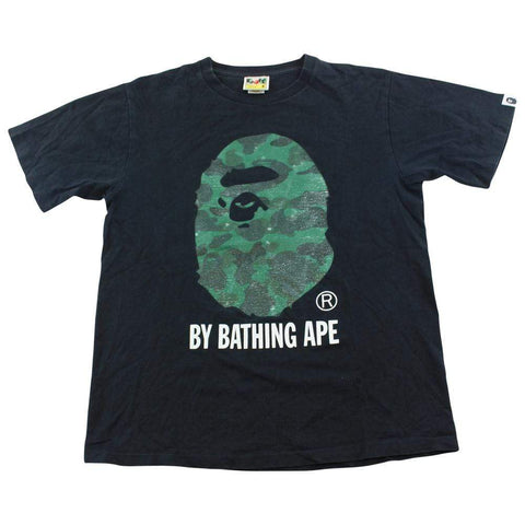 Bape Dark Green Camo Big Ape Logo Tee Black