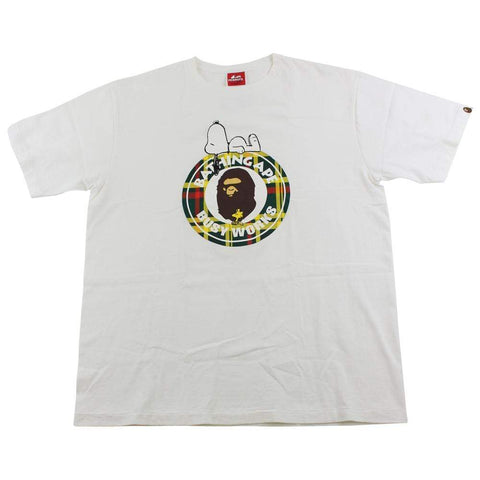 Bape x Snoopy Tartan Logo Tee White