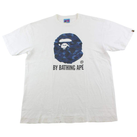 Bape Blue Camo Big Ape Logo Tee White