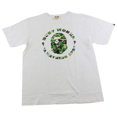 T-shirt Bape Busy Works ABC Green Camo avec logo blanc