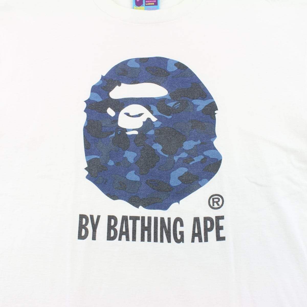 Bape Blue Camo Big Ape Logo Tee White - SaruGeneral