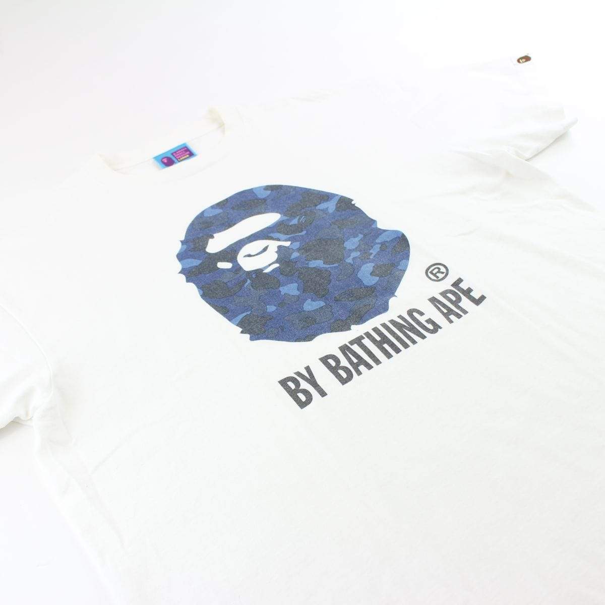 Bape Blue Camo Big Ape Logo Tee White - SaruGeneral