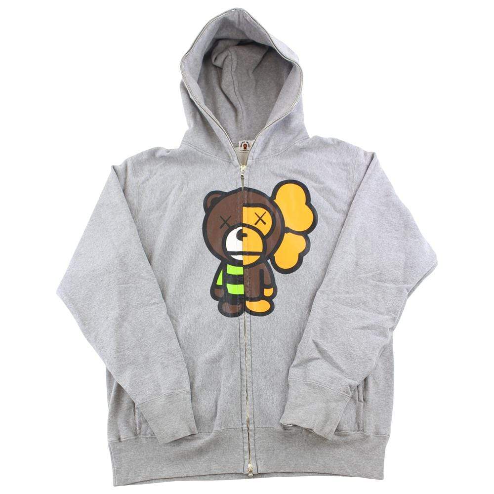 Bape x Kaws Baby Milo Logo Fullzip Grey - SaruGeneral