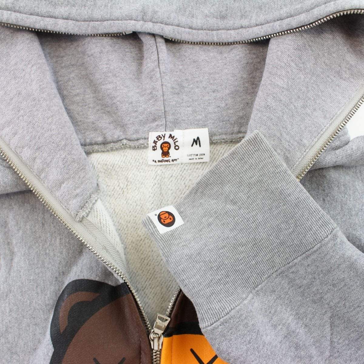 Bape x Kaws Baby Milo Logo Fullzip Grey - SaruGeneral