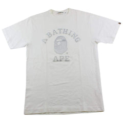 Bape Stitched silver College Logo Tee White