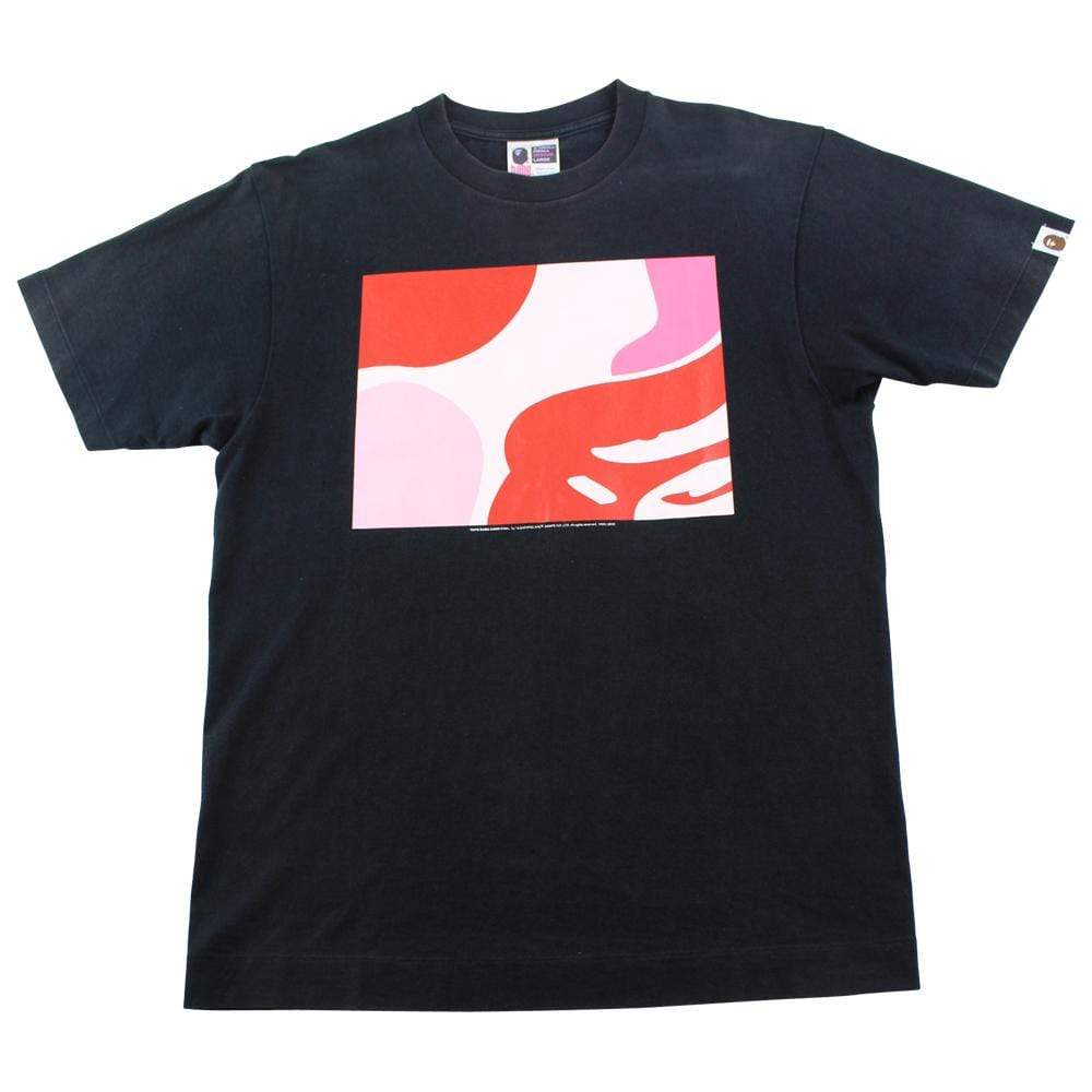 Bape Pink Camo Sqaure Logo Tee Black - SaruGeneral