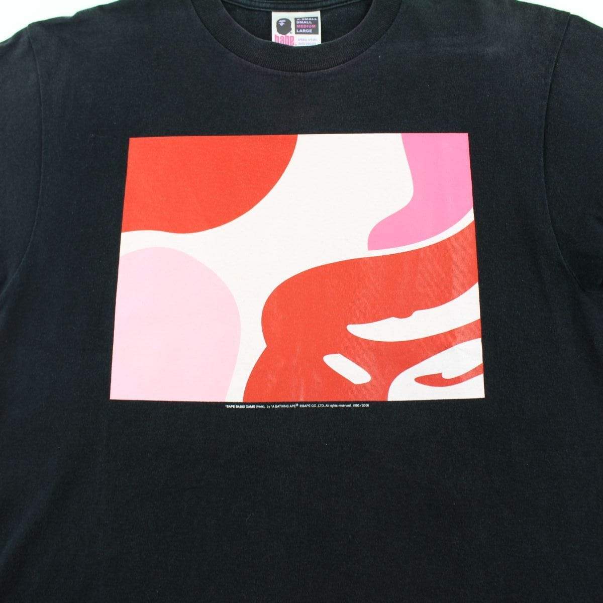 Bape Pink Camo Sqaure Logo Tee Black - SaruGeneral