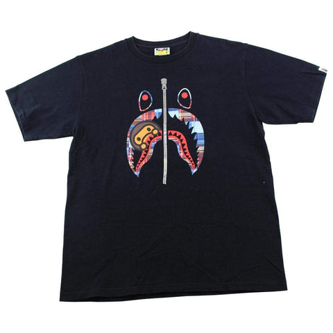 T-shirt Bape Plaid Milo Shark Face Noir