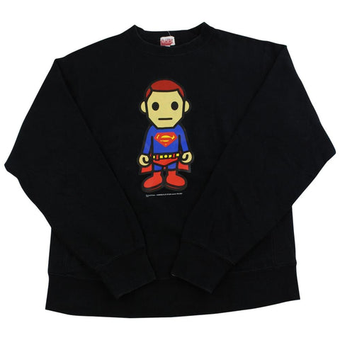 bape x dc comics superman crewneck black