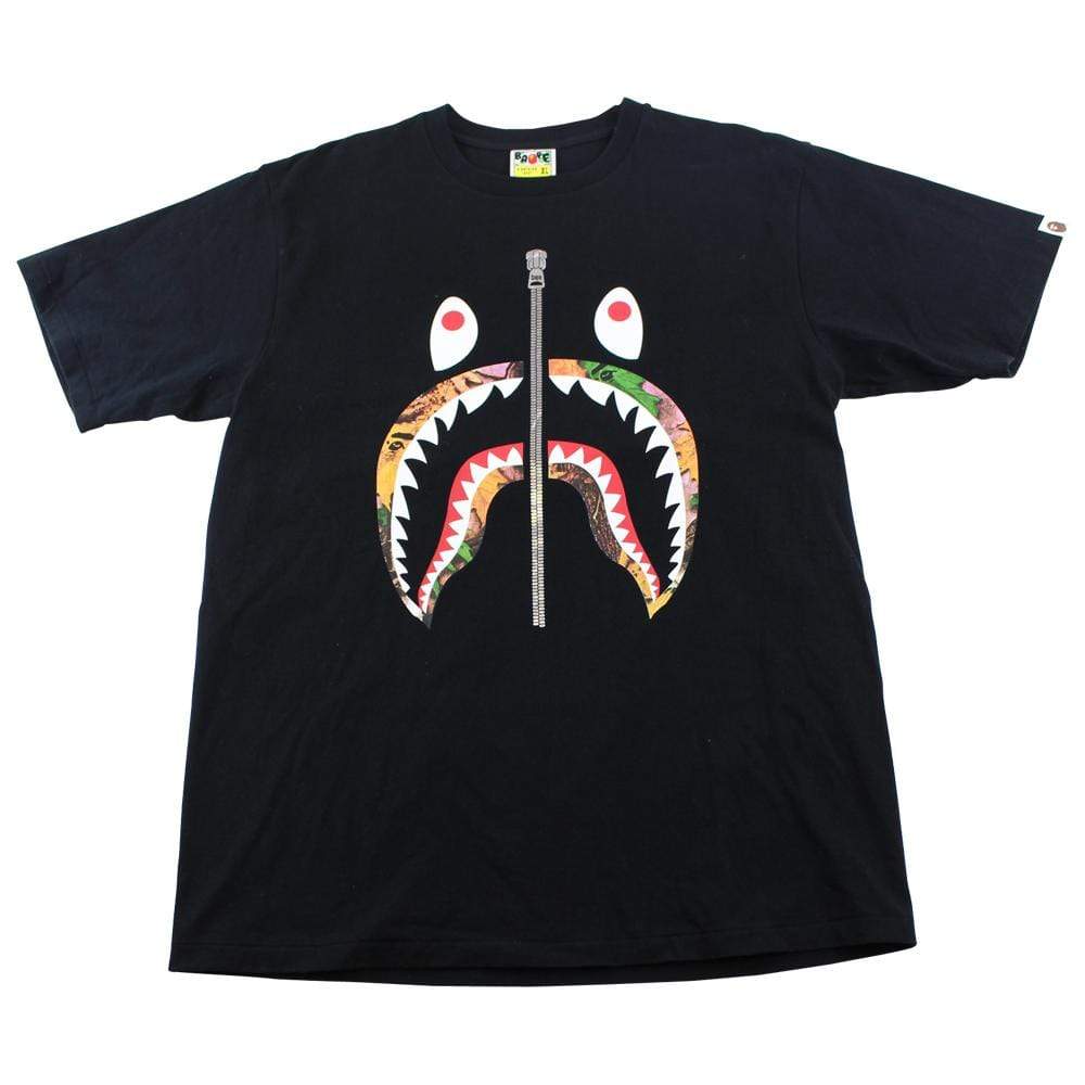 Bape Leaf Camo Shark Face Tee Black - SaruGeneral