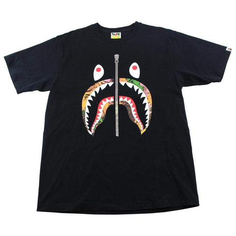 Bape Leaf Camo Shark Face Tee Black