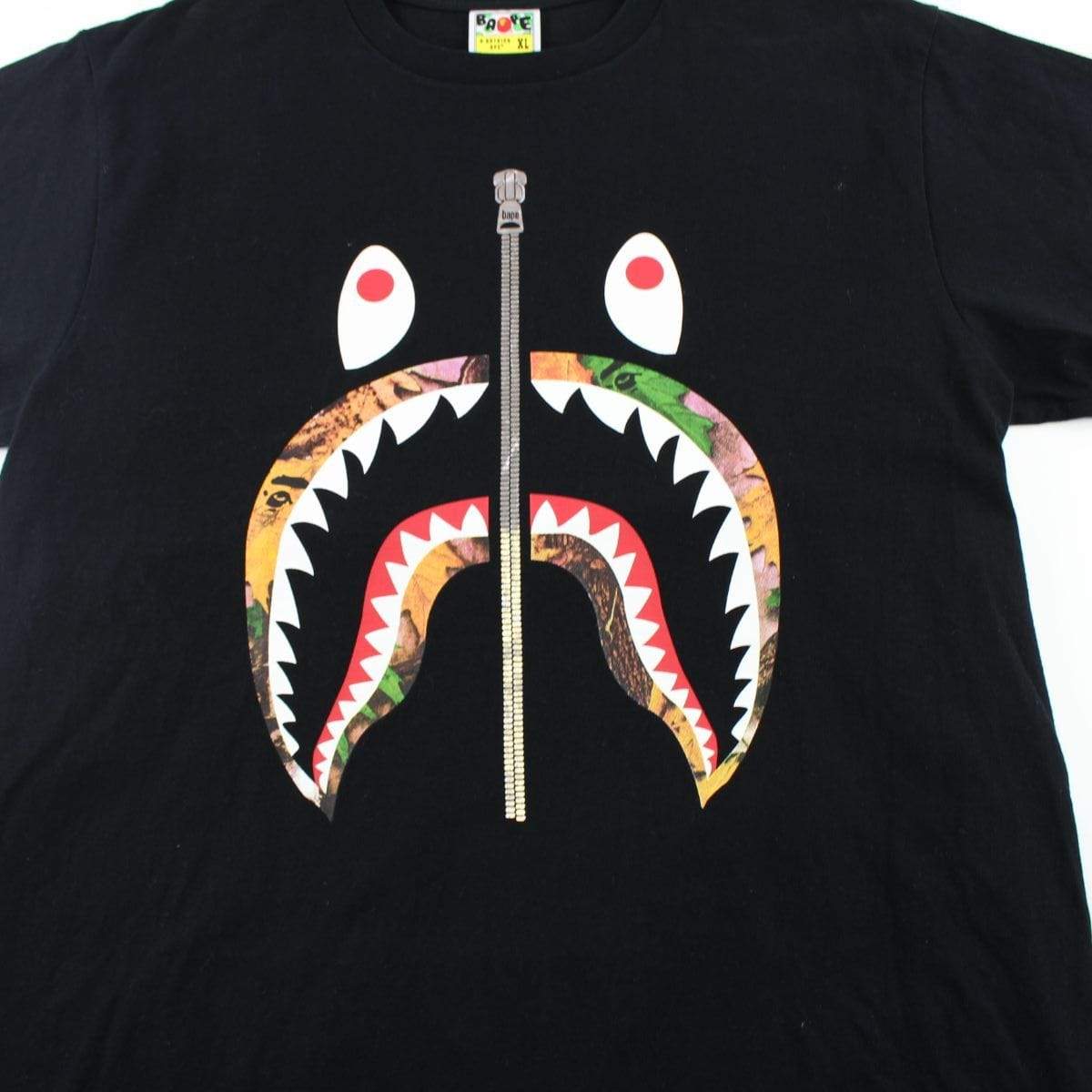 Bape Leaf Camo Shark Face Tee Black - SaruGeneral