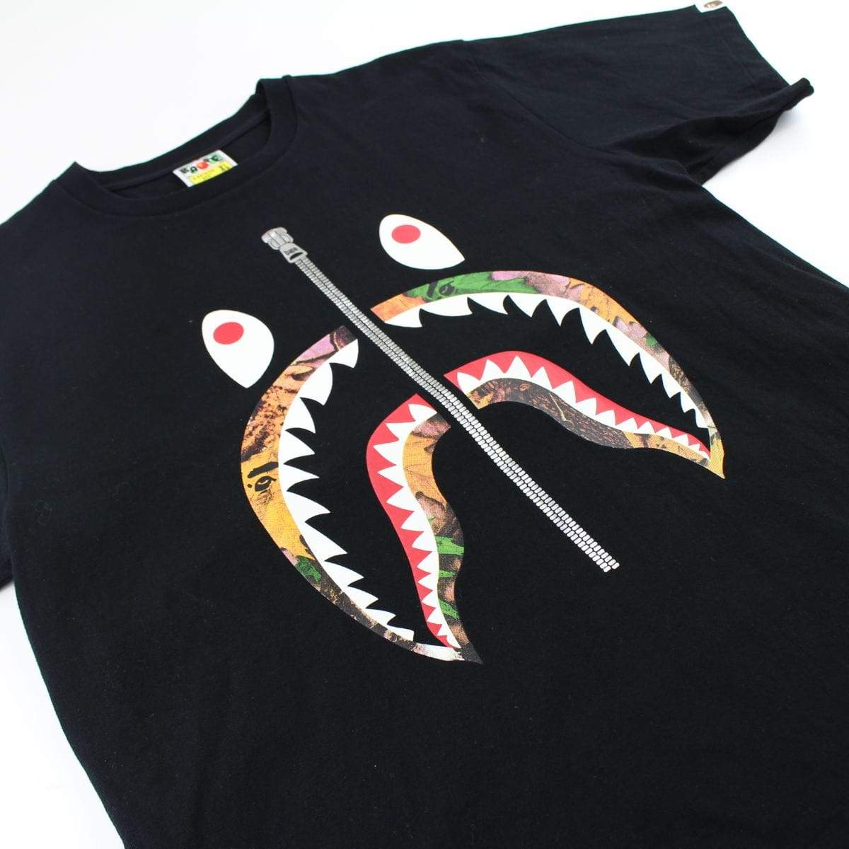 Bape Leaf Camo Shark Face Tee Black - SaruGeneral