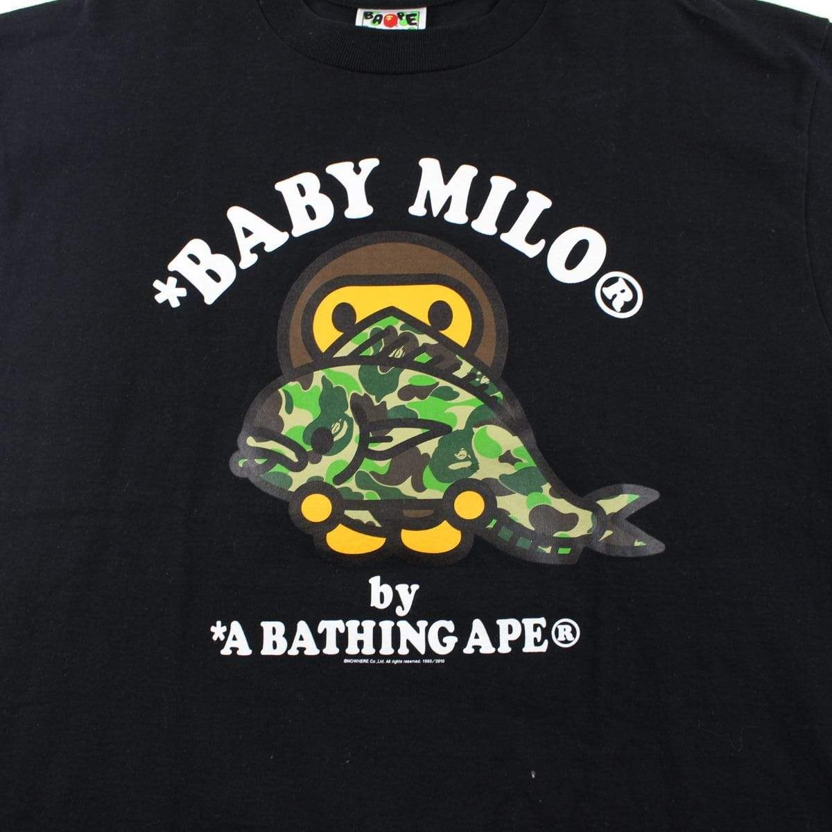 Bape Baby Milo ABC Green Camo Fish Tee Black - SaruGeneral