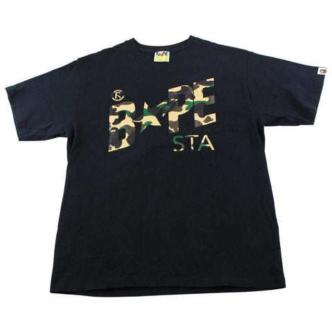 Bape 1st Yellow Bapesta Logo Tee Black