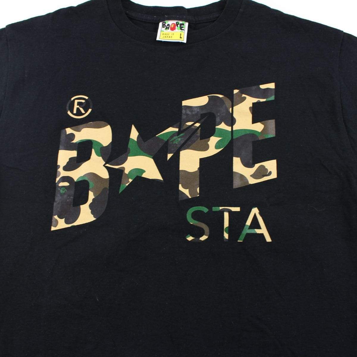 Bape 1st Yellow Bapesta Logo Tee Black - SaruGeneral