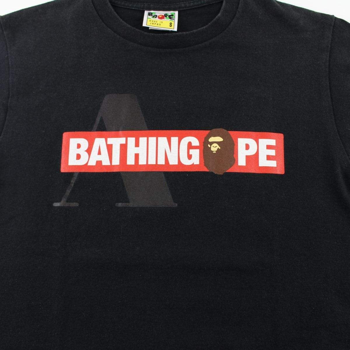 Bape Capital A Bathing Ape Logo Tee Black - SaruGeneral