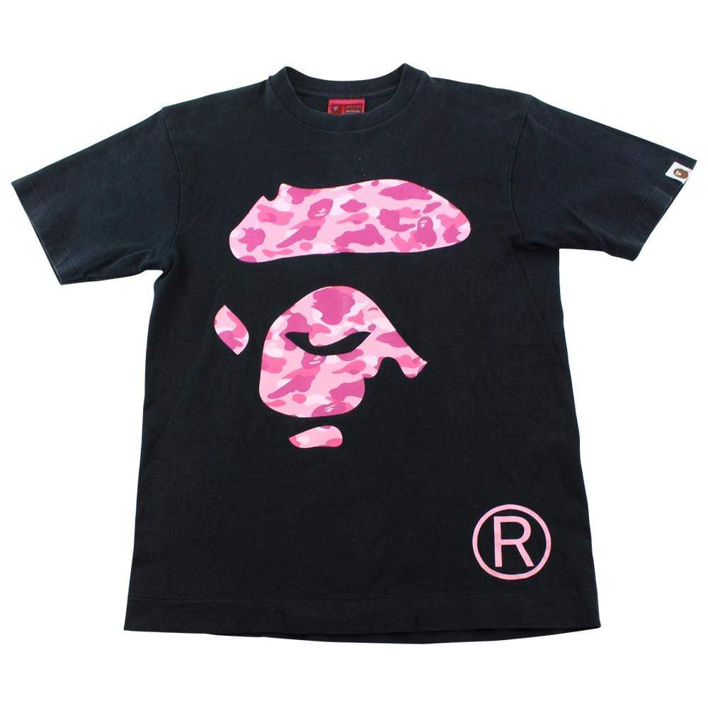 Bape Pink Camo Ape Face Logo Tee Black - SaruGeneral