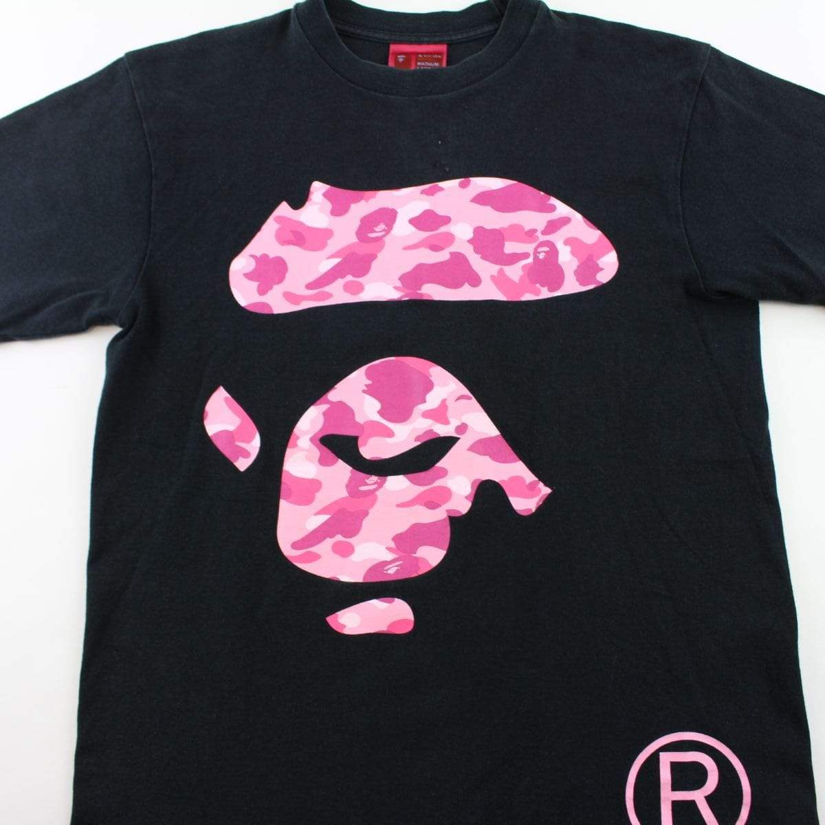 Bape Pink Camo Ape Face Logo Tee Black - SaruGeneral