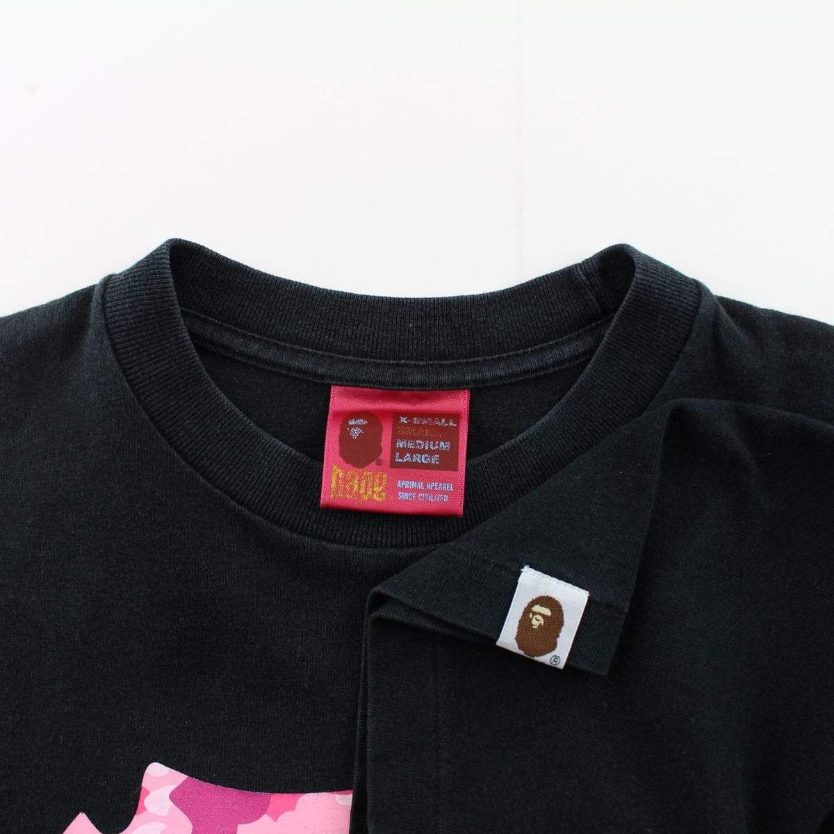 Bape Pink Camo Ape Face Logo Tee Black - SaruGeneral