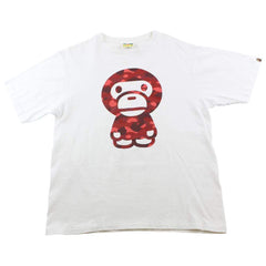 Bape Red Camo Baby Milo Figure Tee White
