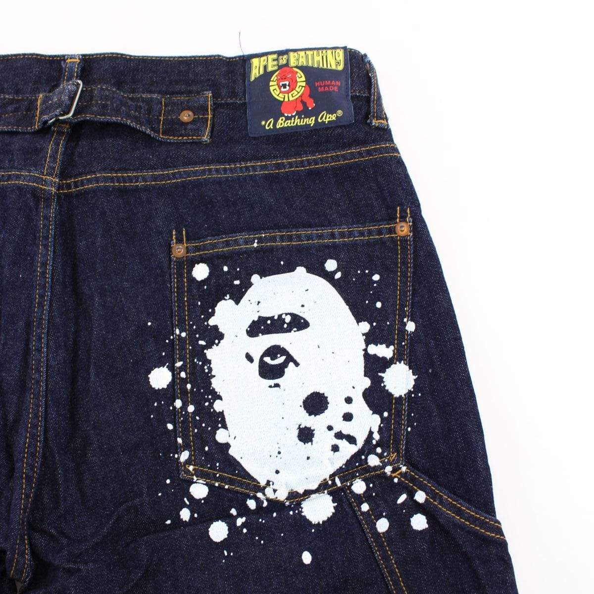Bape Big Ape Paint Drip Denim Shorts - SaruGeneral