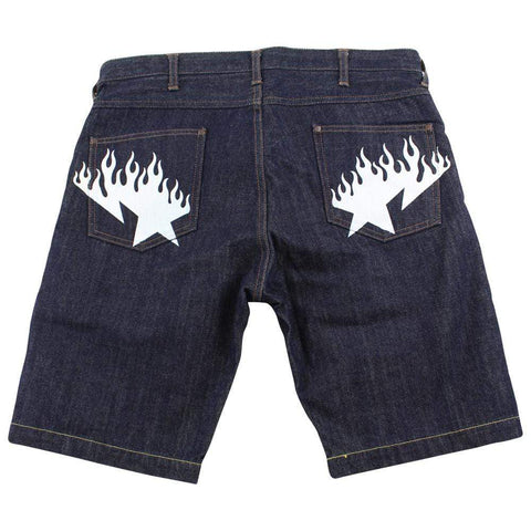 Bape Bapesta Flame Logo Denim Shorts