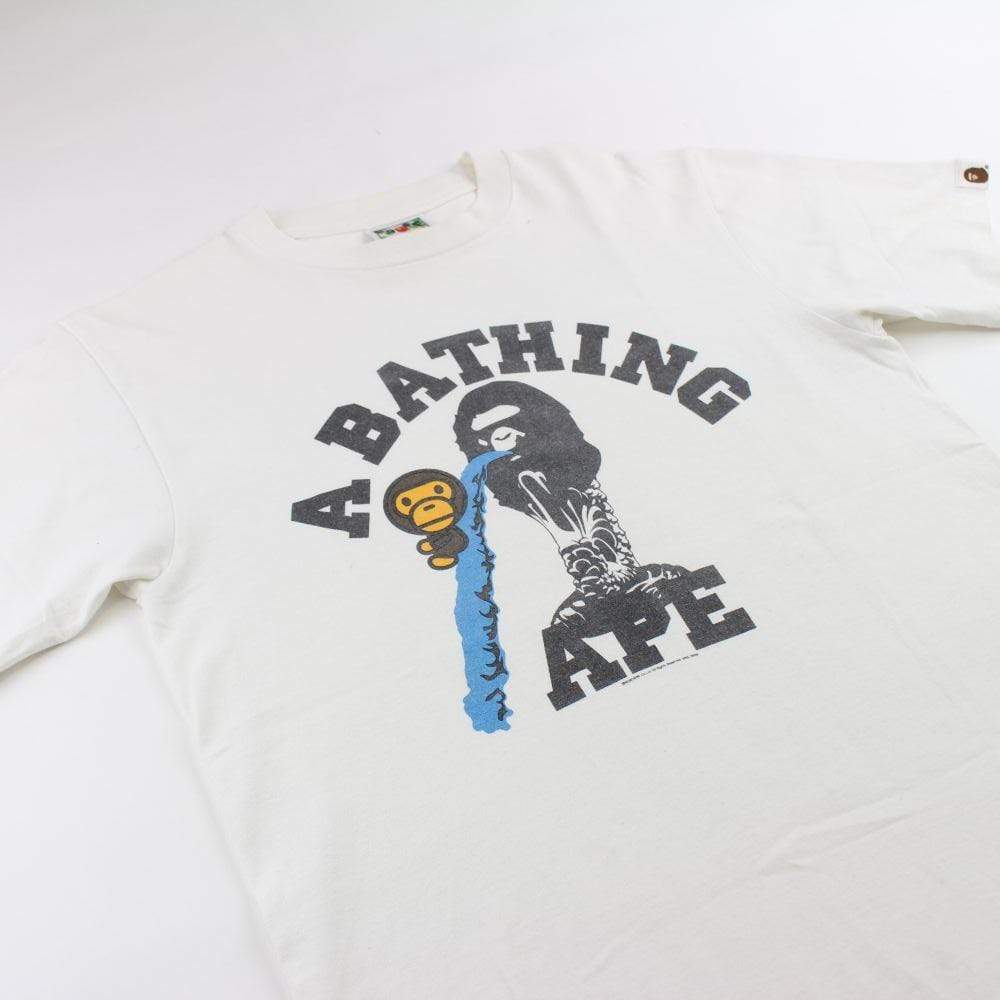 Bape Baby Milo waterfall College Logo Tee White - SaruGeneral