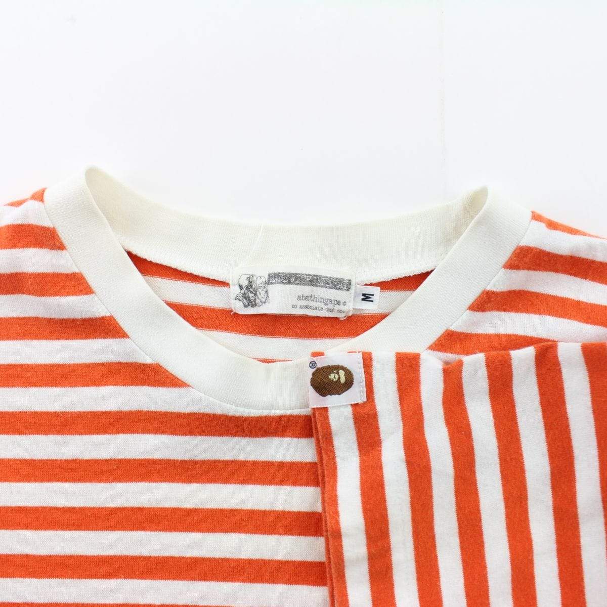 Bape Orange & White Stripe Tee - SaruGeneral