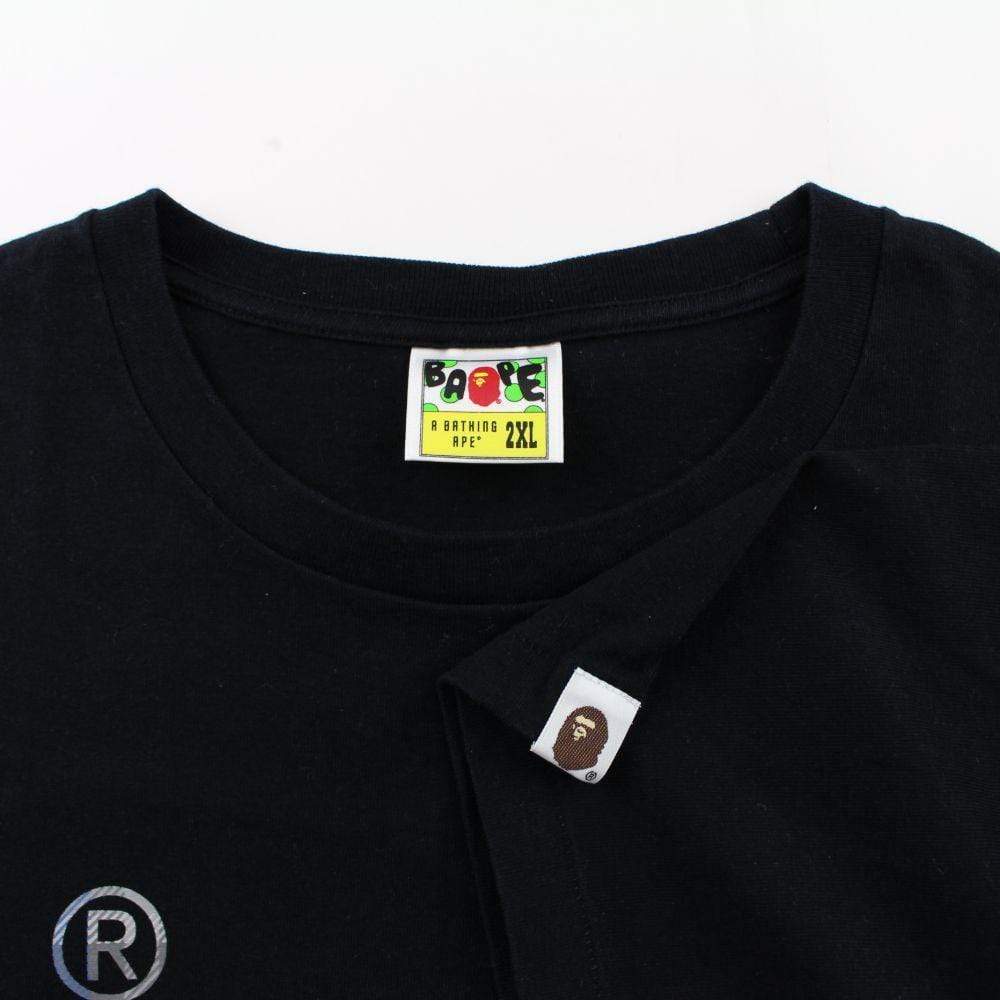 Bape Blue Tartan Bapesta Logo Tee Black - SaruGeneral