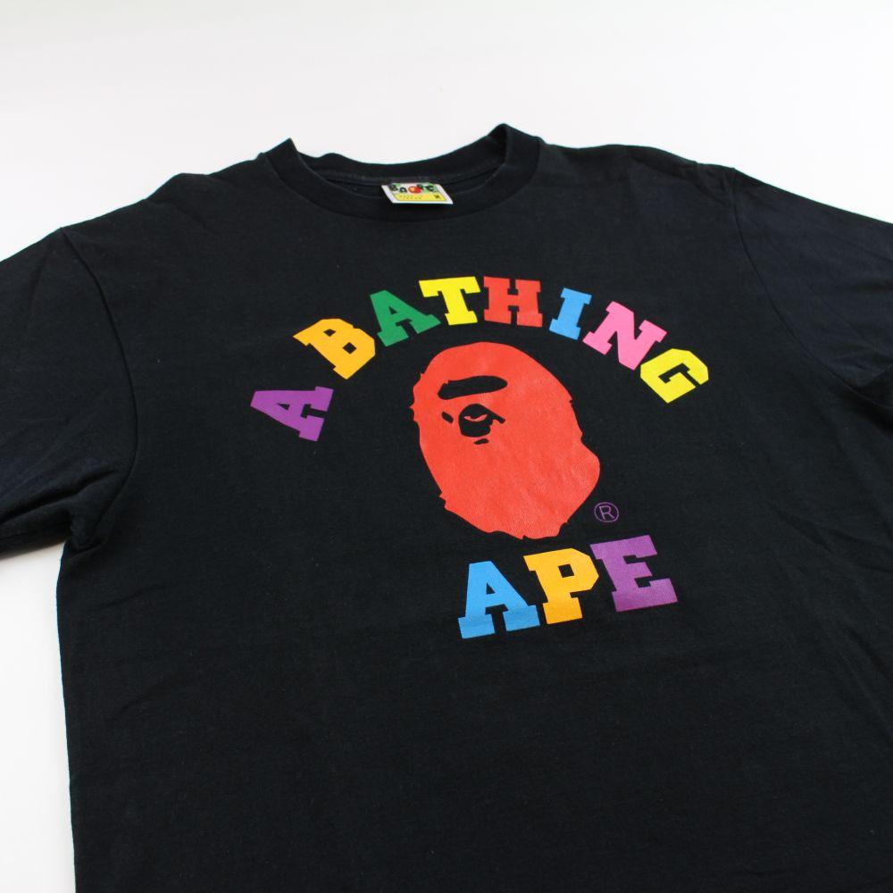 Bape Primary Colours College Logo Tee Black - SaruGeneral