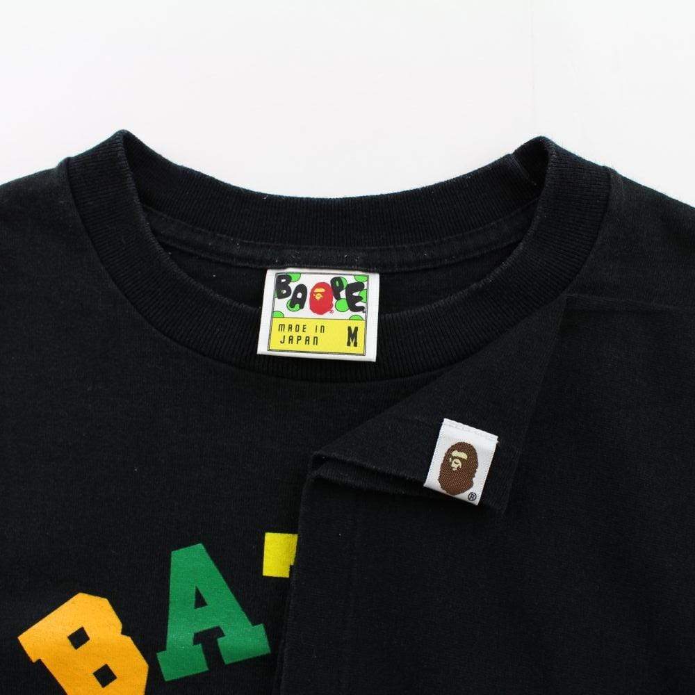 Bape Primary Colours College Logo Tee Black - SaruGeneral