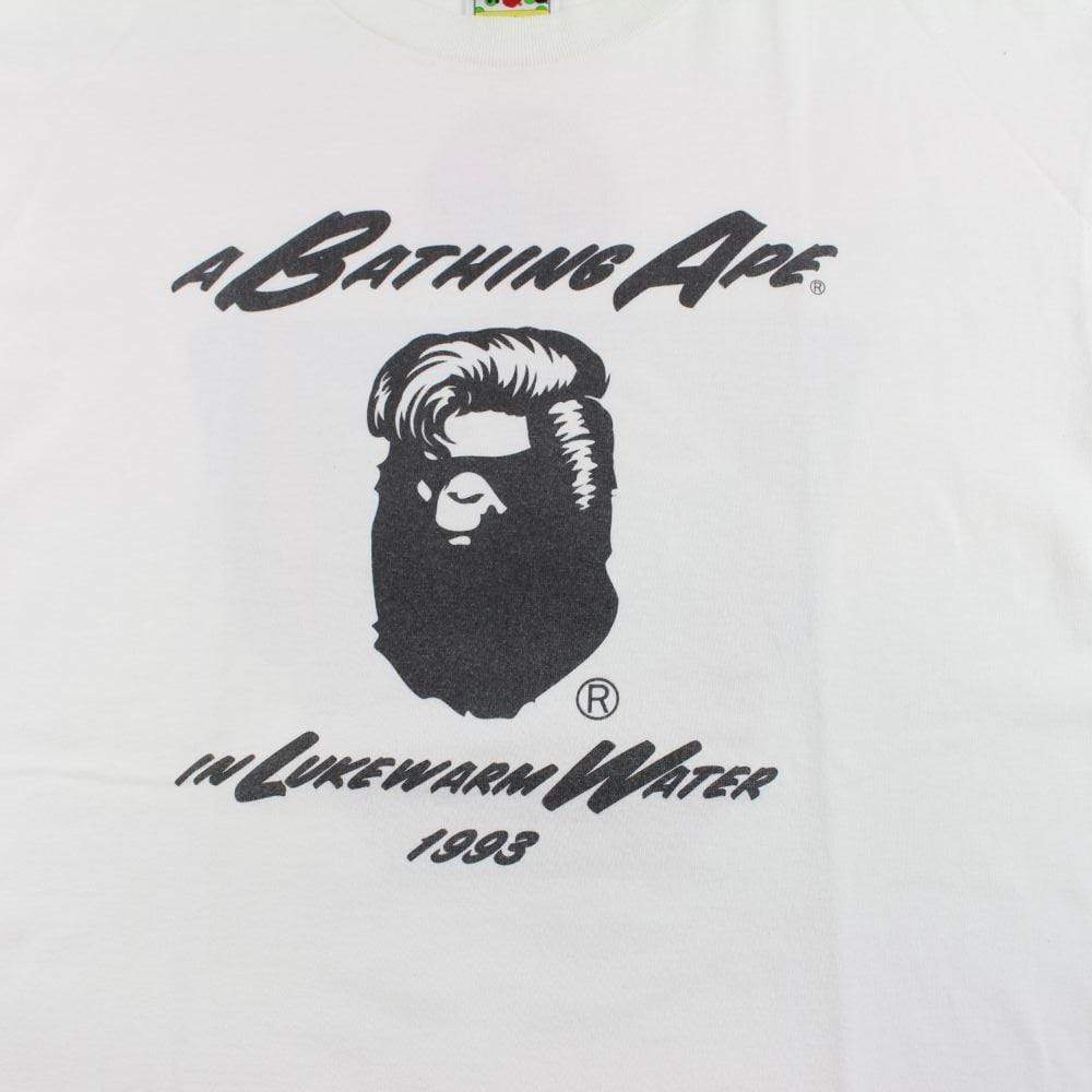 Bape Hair Do Big Ape Logo Tee White - SaruGeneral