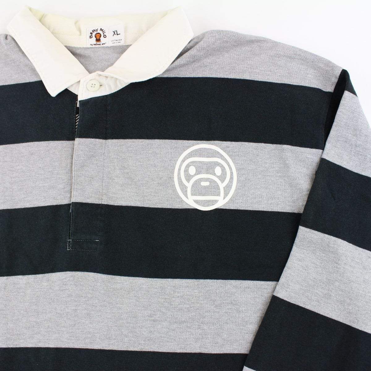 Bape Baby Milo Stripe Rugby LS Grey - SaruGeneral