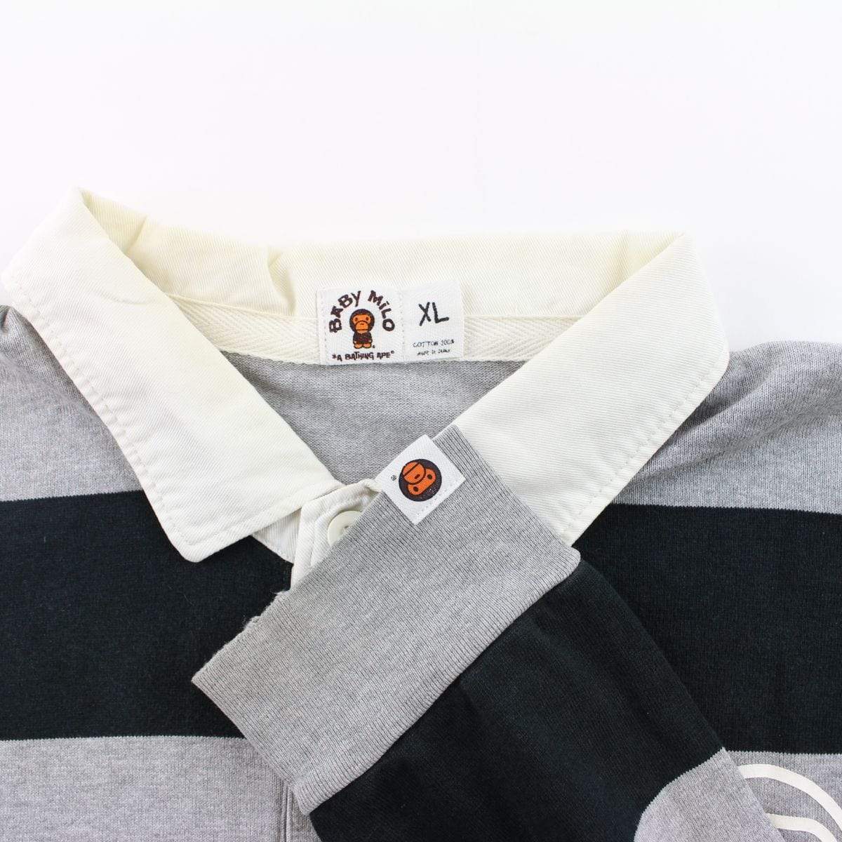 Bape Baby Milo Stripe Rugby LS Grey - SaruGeneral