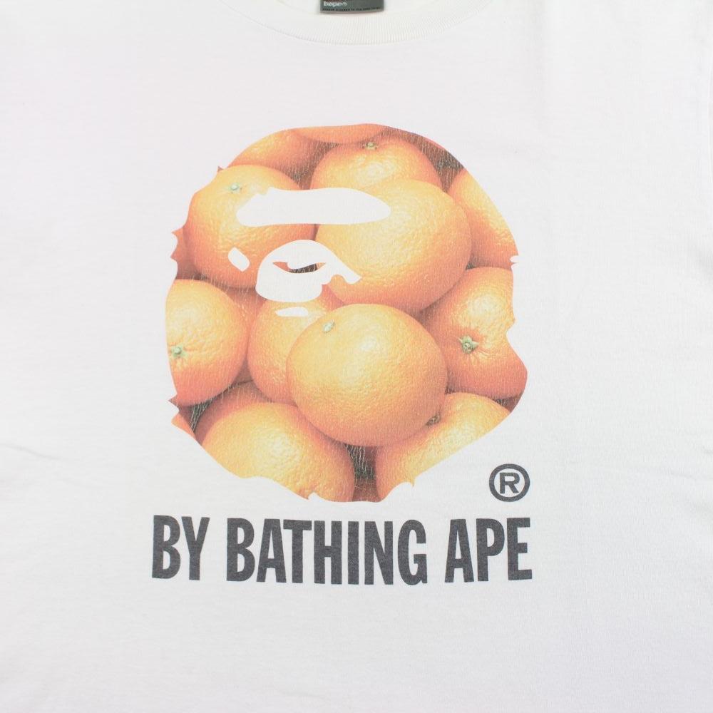 Bape Orange Big Ape Logo Tee White - SaruGeneral