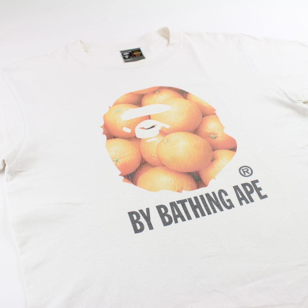 Bape Orange Big Ape Logo Tee White - SaruGeneral