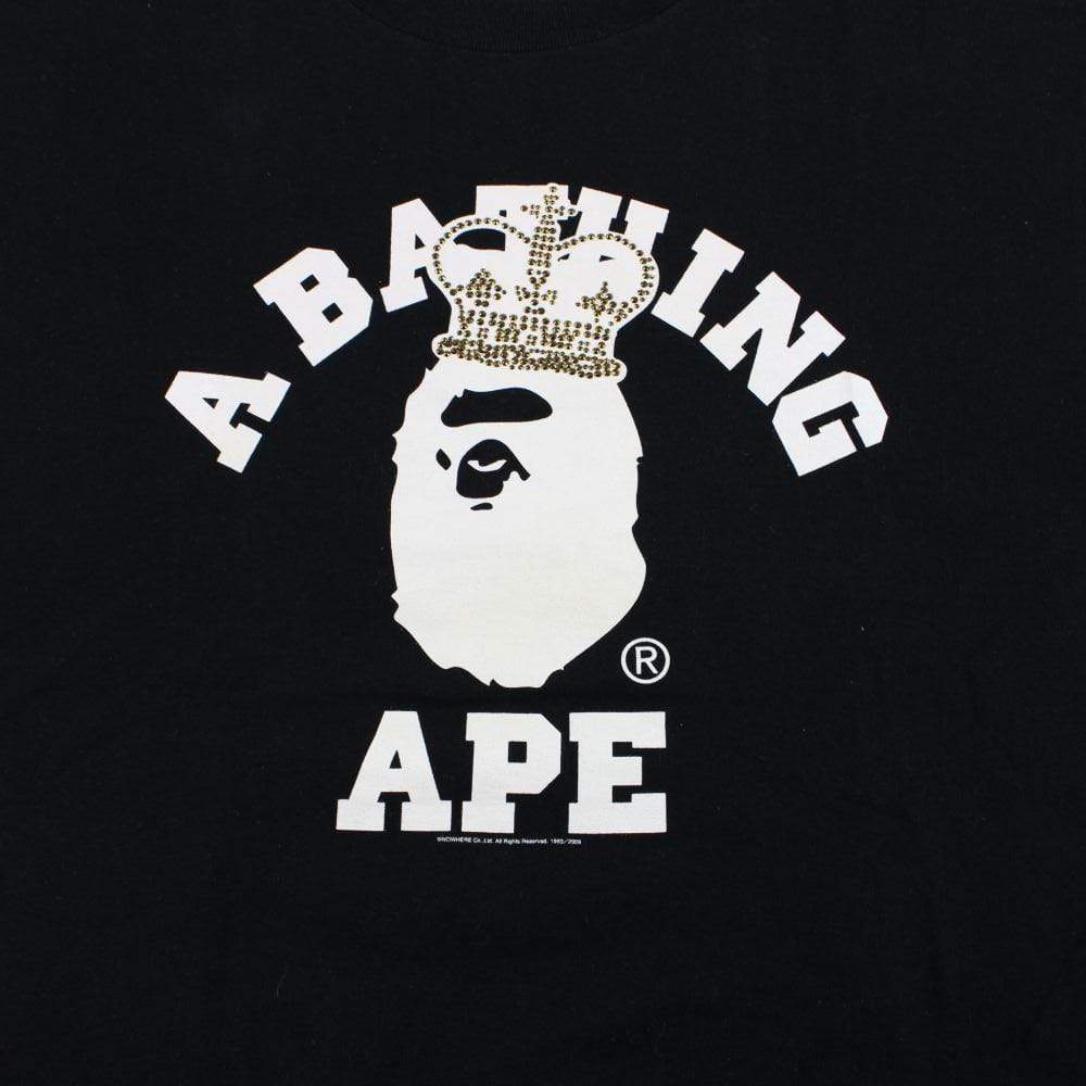 Bape Crown College Logo Tee Black - SaruGeneral