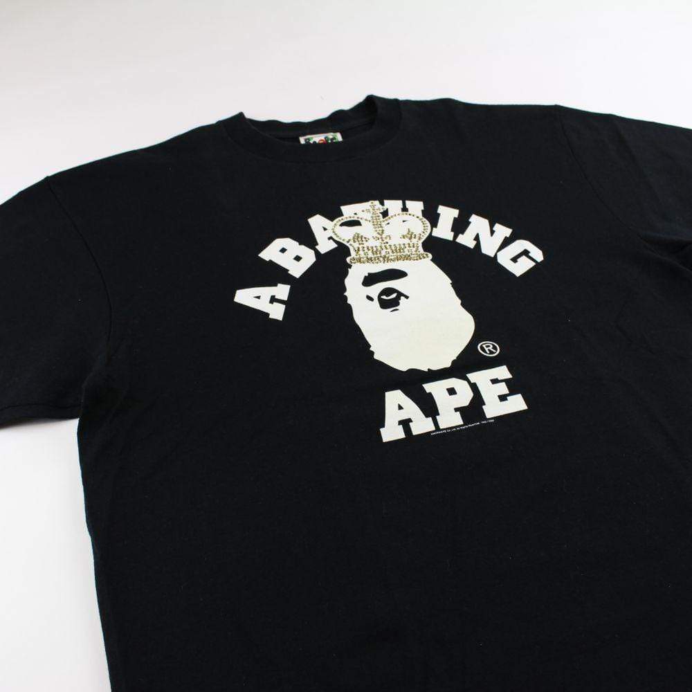 Bape Crown College Logo Tee Black - SaruGeneral