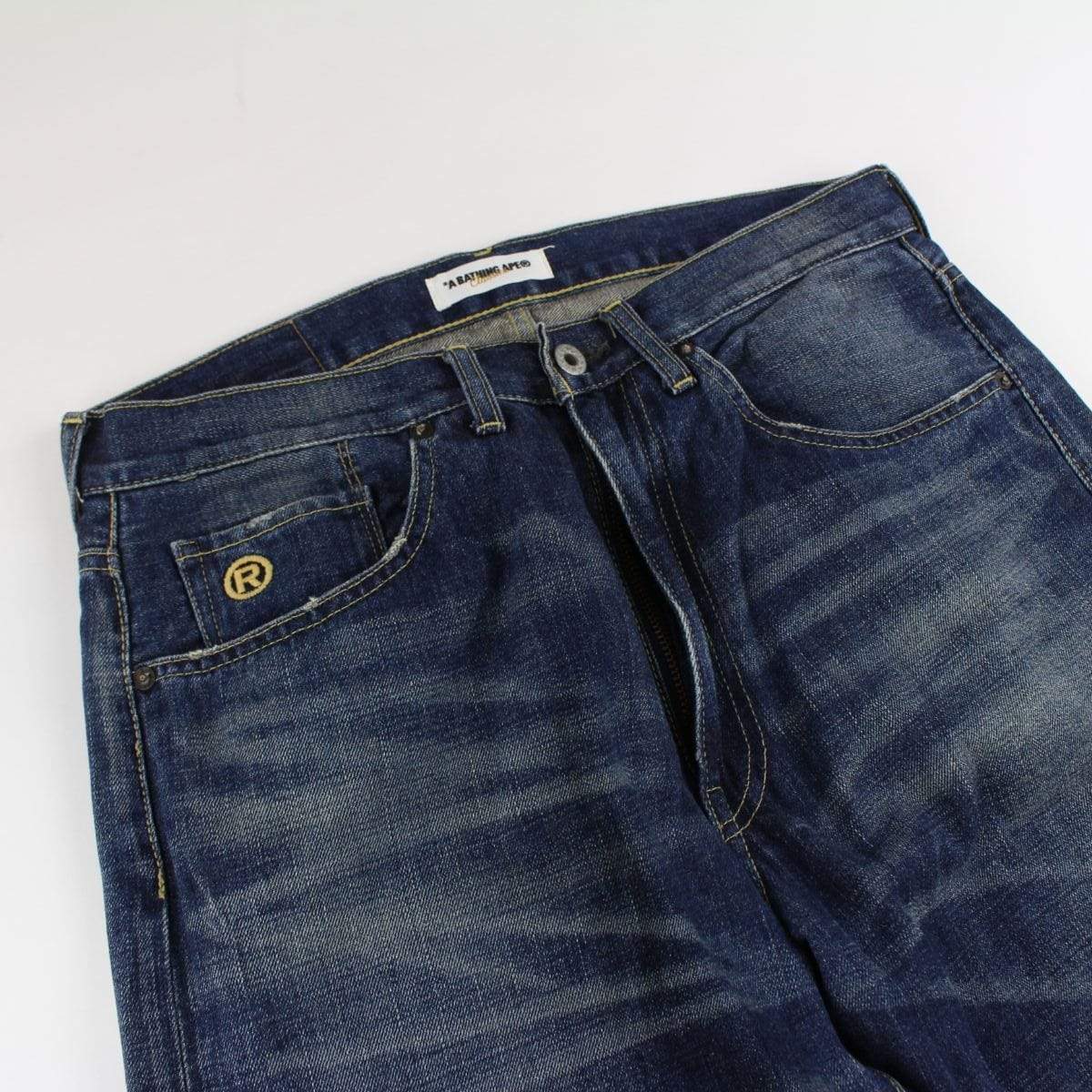 Bape A Bathing Ape Logo Denim Jeans - SaruGeneral