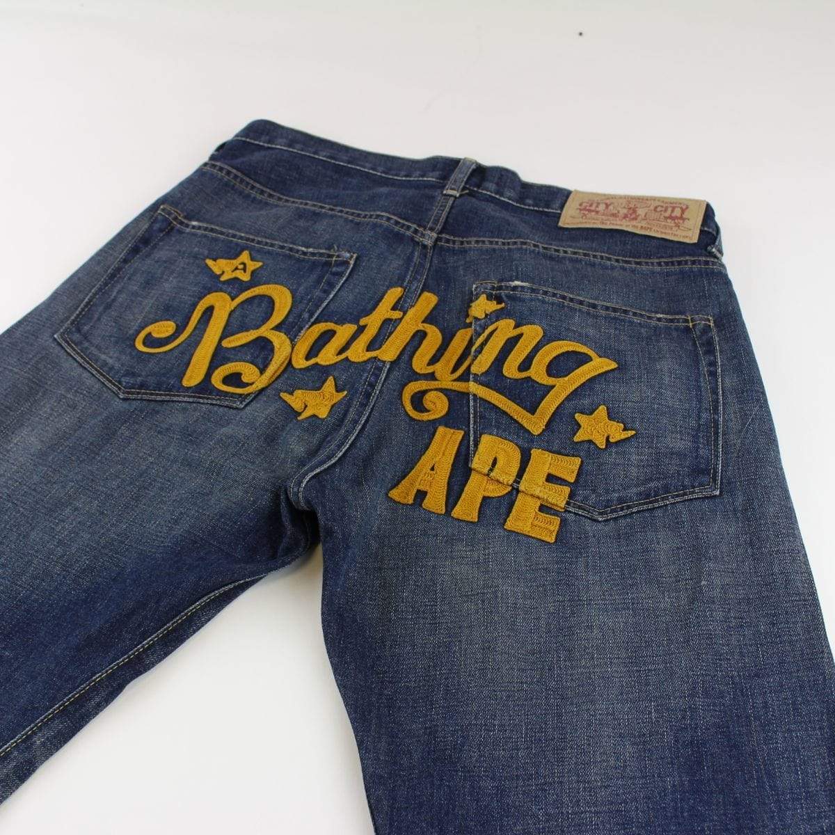 Bape A Bathing Ape Logo Denim Jeans - SaruGeneral